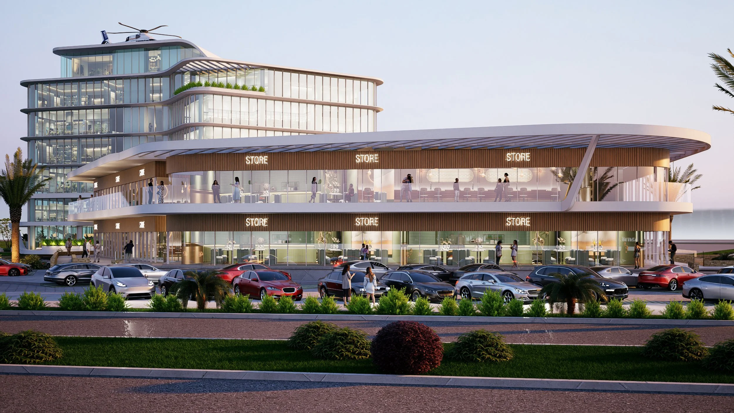 Edifico moderno de lujo y exlucivo de usos mixtos (comercial/habitacional/vivenda vertical) en Puerto Cancún, elaborado por el despacho AD&P en colaboracion con el arquitecto Nabil Chaman