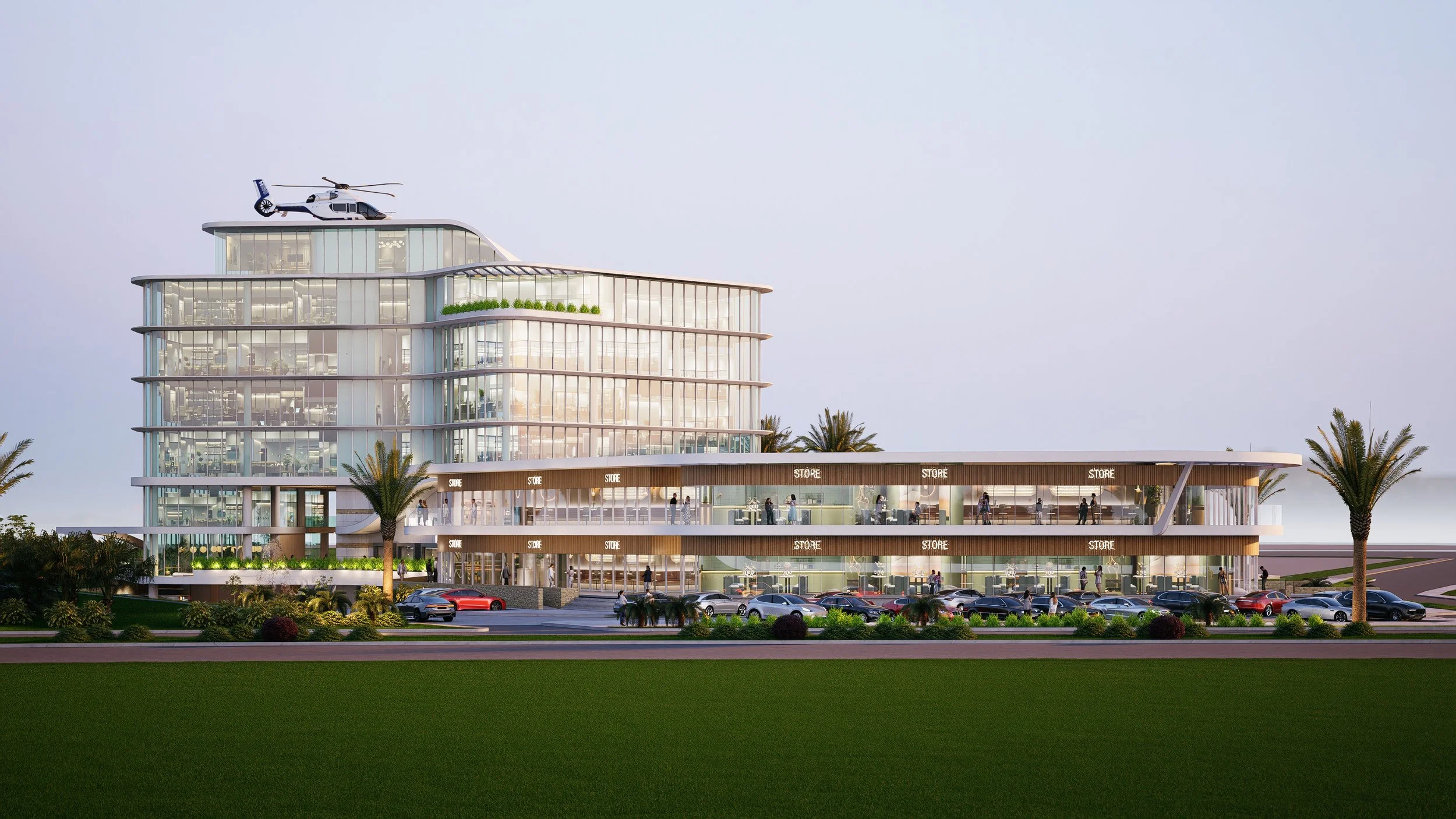 Edifico moderno de lujo y exlucivo de usos mixtos (comercial/habitacional/vivenda vertical) en Puerto Cancún, elaborado por el despacho AD&P en colaboracion con el arquitecto Nabil Chaman