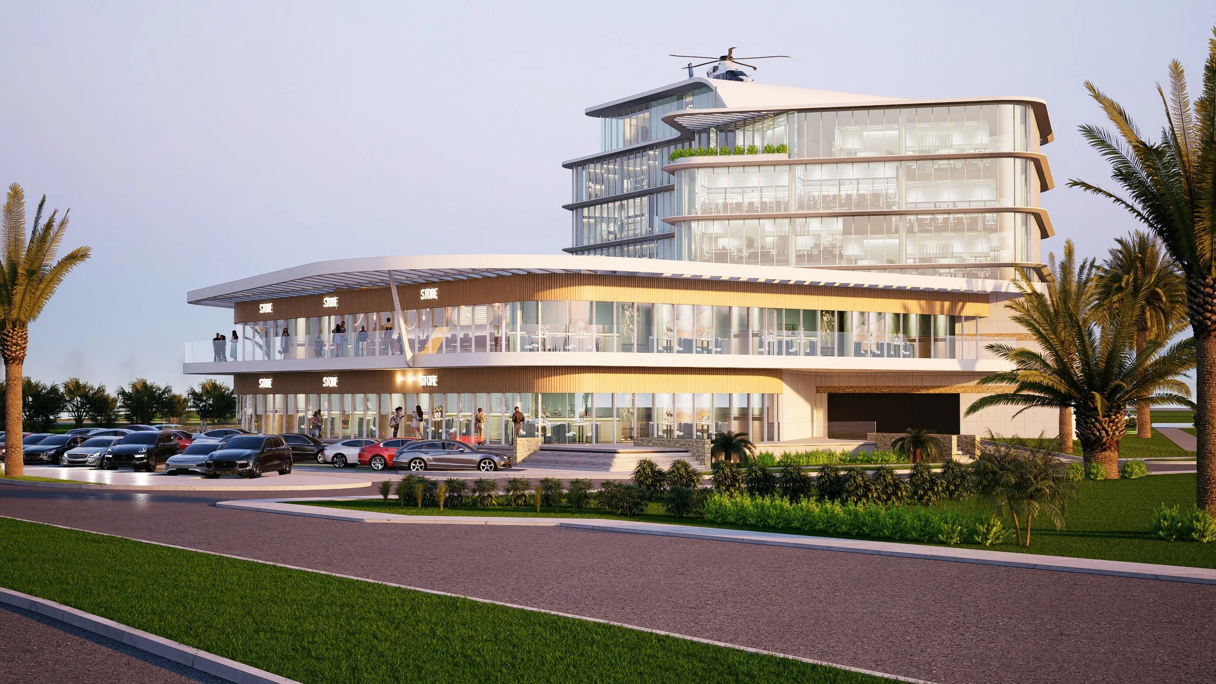 Edifico moderno de lujo y exlucivo de usos mixtos (comercial/habitacional/vivenda vertical) en Puerto Cancún, elaborado por el despacho AD&P en colaboracion con el arquitecto Nabil Chaman