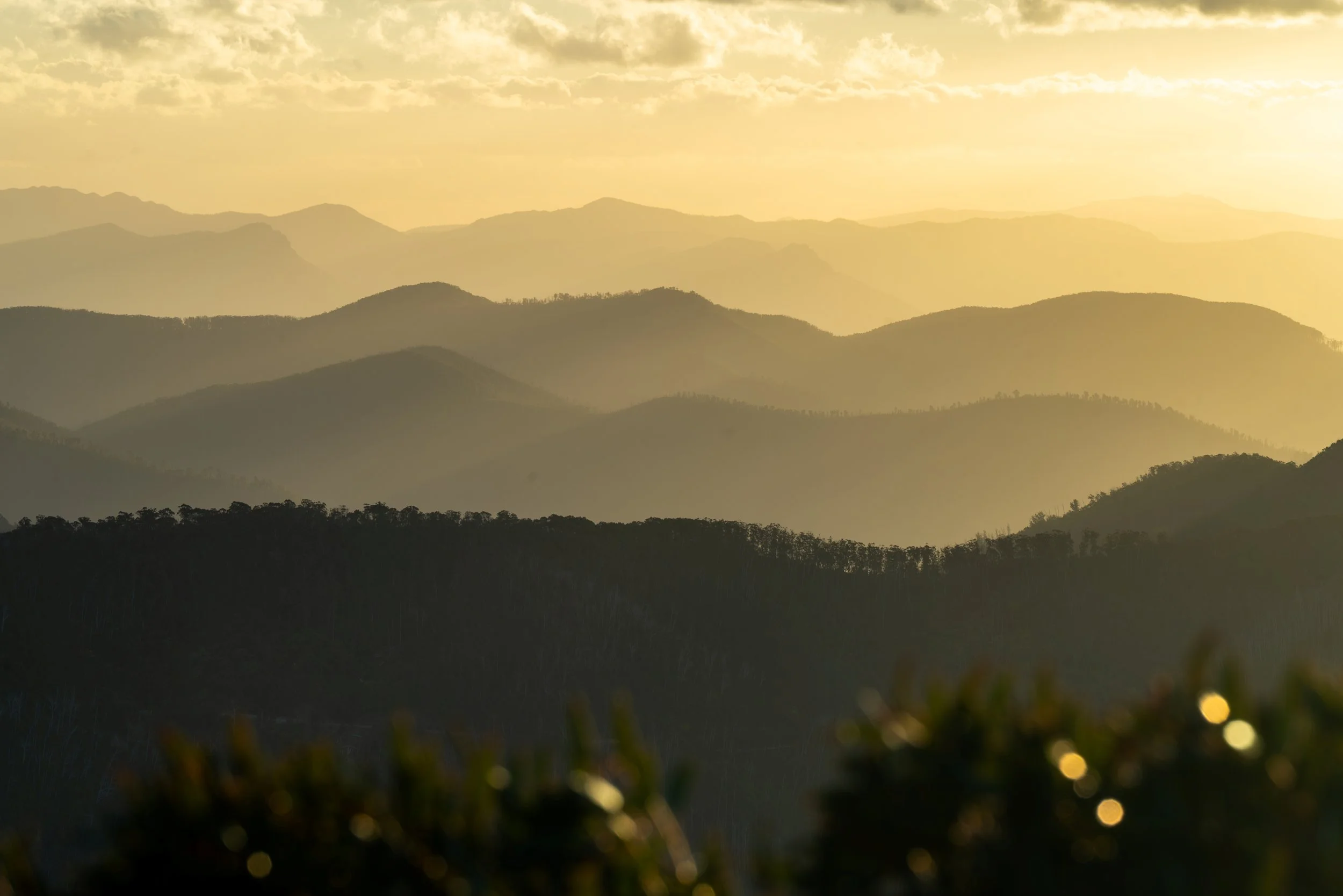 'Golden Waves and Spotlights' Sunset across Mt Hotham, Victoria, Australia