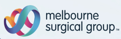 Melbourne Surgical Group logo with a colorful, intertwined ribbon design.