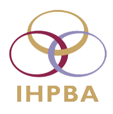 Logo with four interlinked rings in gold, purple, maroon, and lavender above the text 'IHPBA' in gold