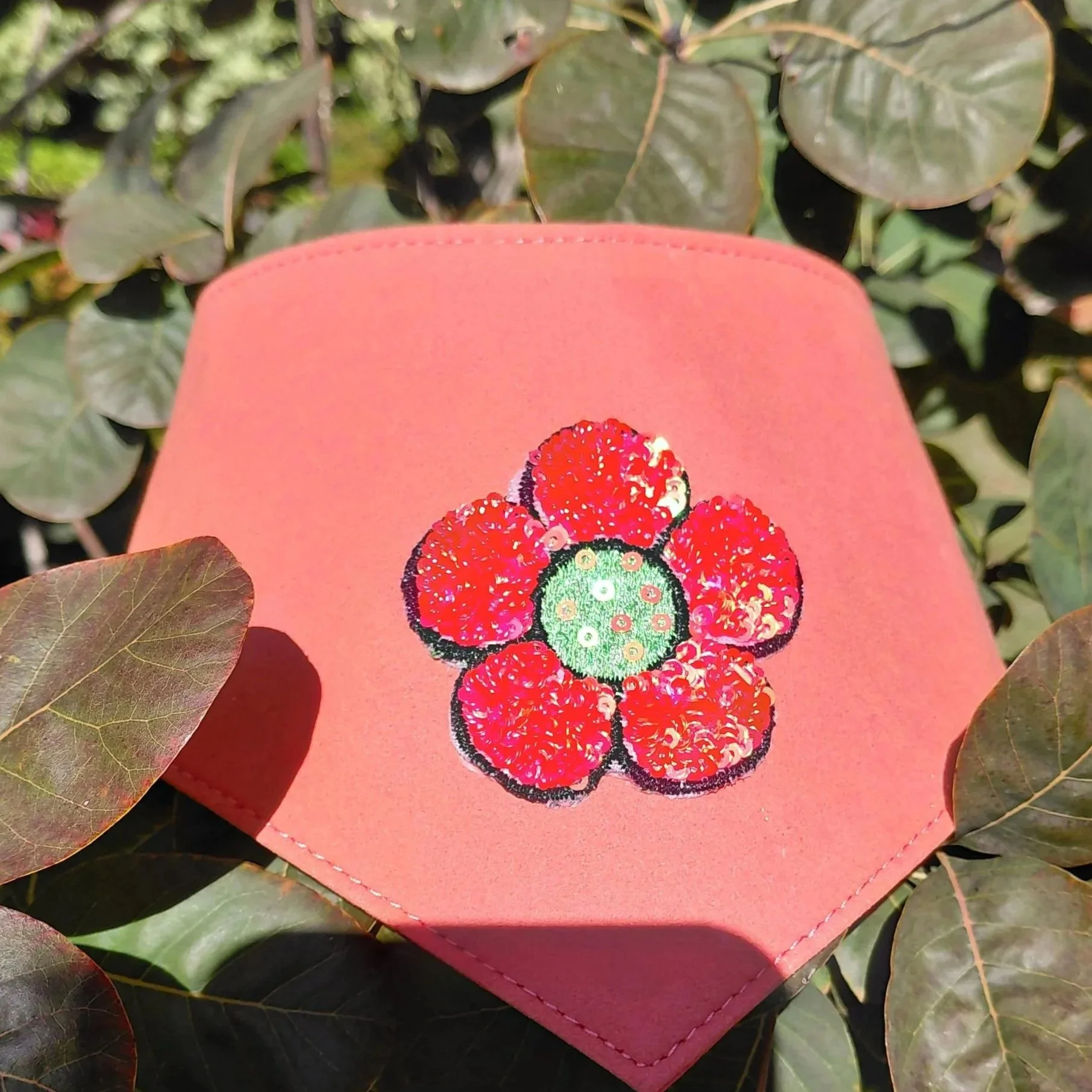 Medium Orange Suede Small Flower Bandana