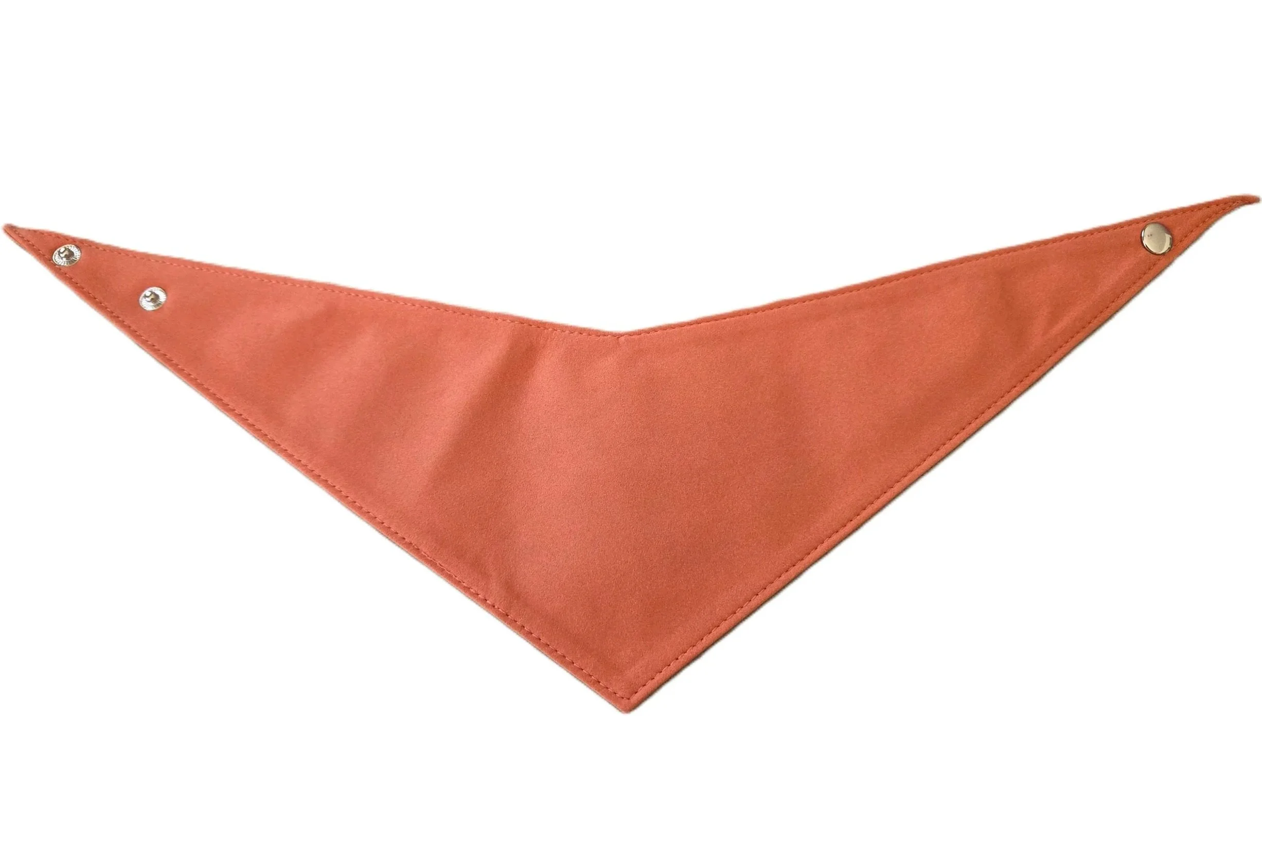 Medium orange suede dog bandana by Best Buddies Bandanas, laid flat.