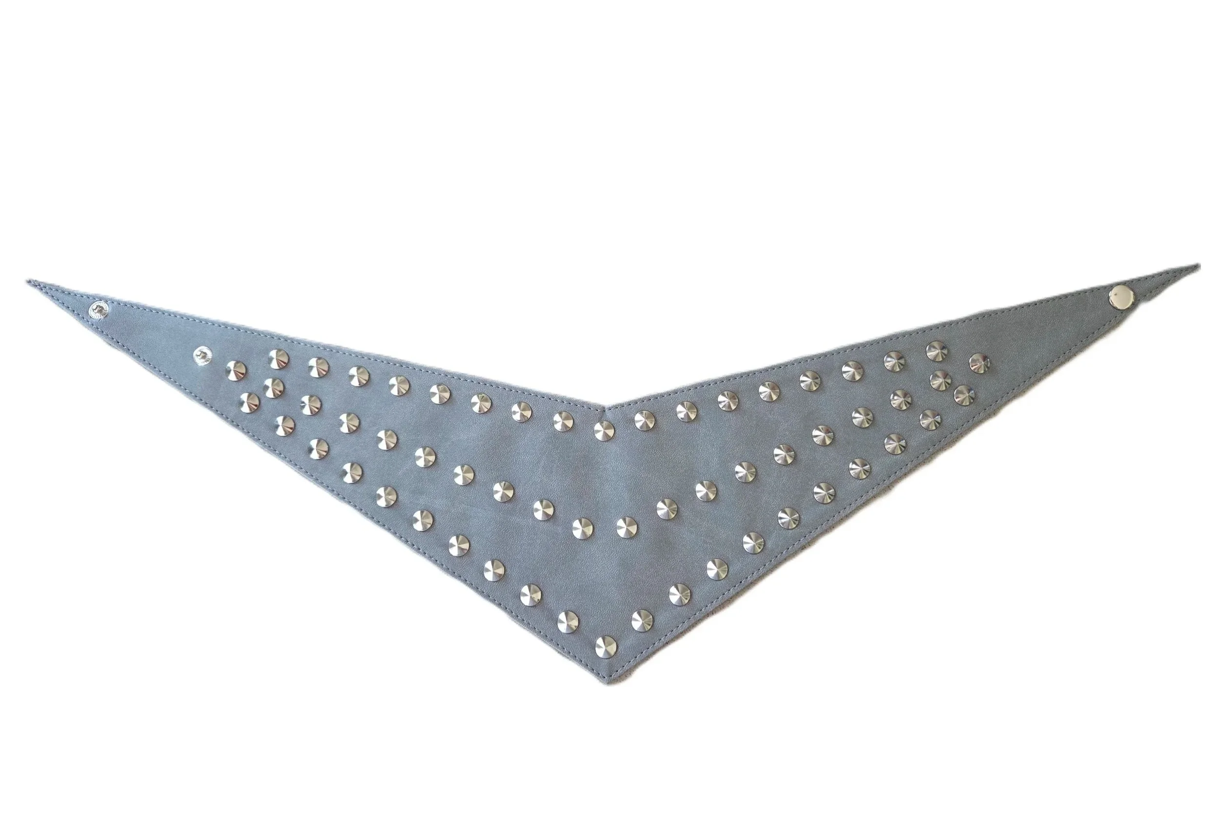 Medium/large grey ultra fibre studded dog bandana by Best Buddies Bandanas, laid flat.