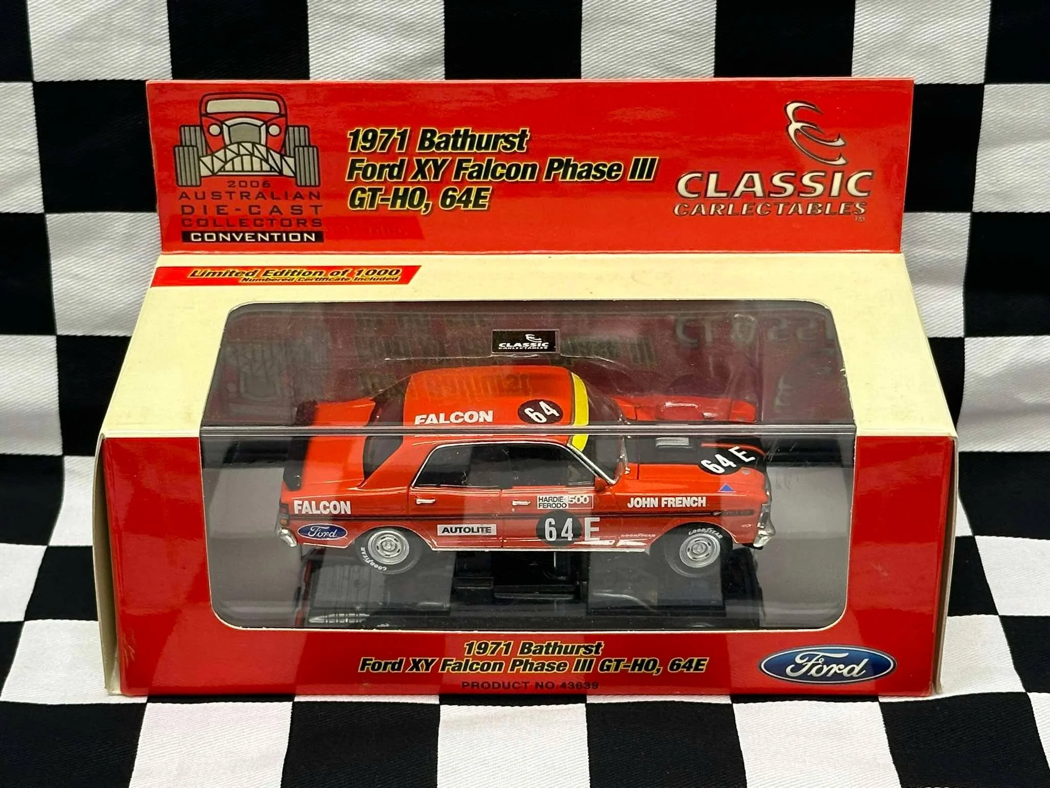 1:43 SCALE FORD XY FALCON GTHO PHASE III 1971 BATHURST JOHN FRENCH