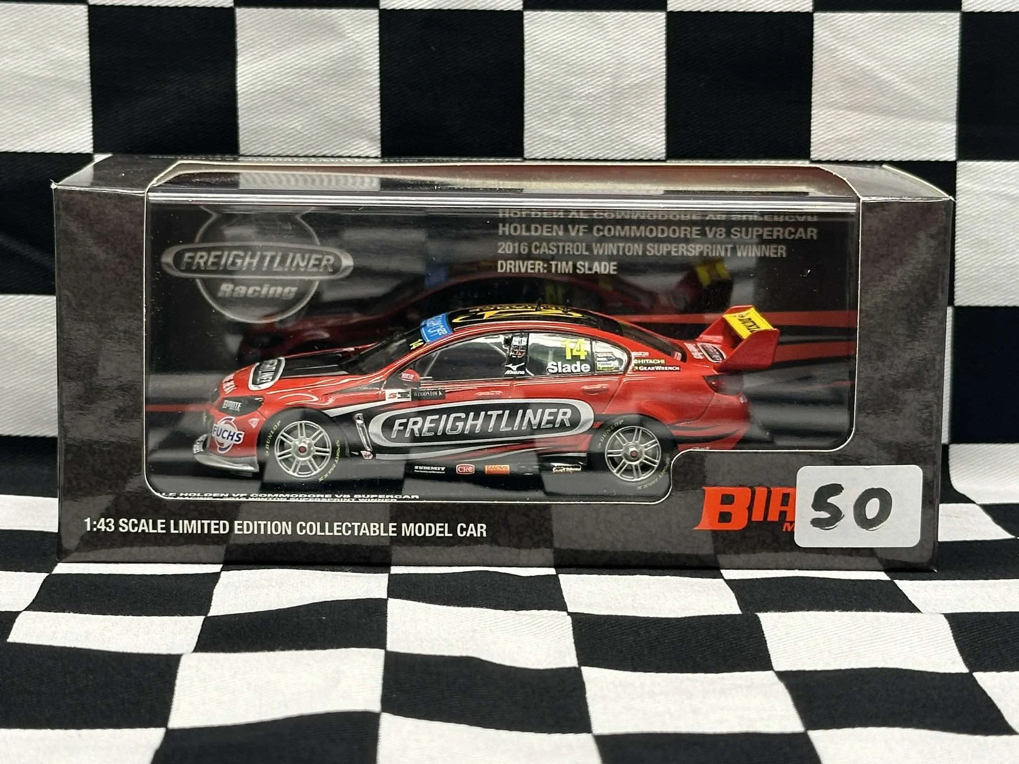 1:43 SCALE HOLDEN VF COMMODORE 2016 WINTON SUPERSPRINT WINNER TIM SLADE