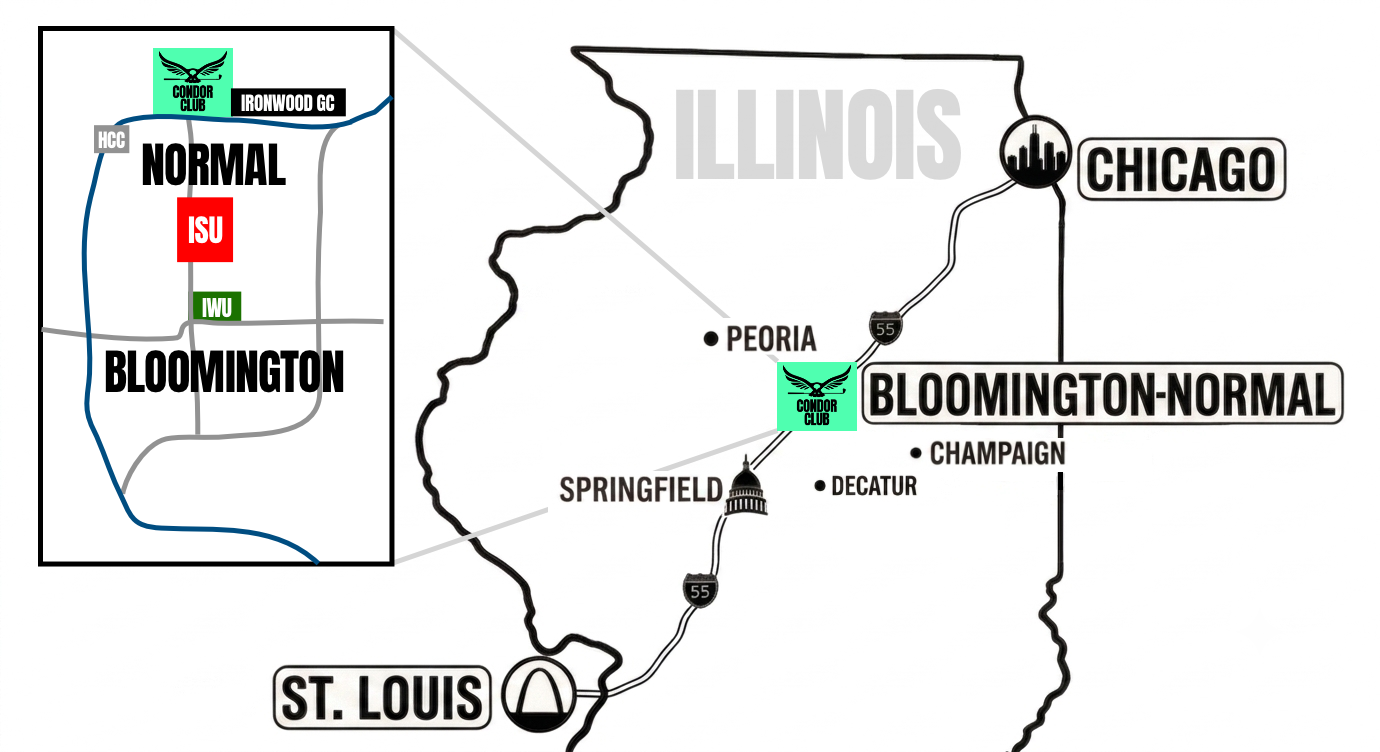 Simple Map of Condor Club location in Normal, IL