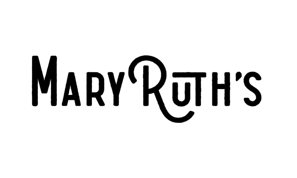 Logo of Mary Ruth's written in black text on a white background.