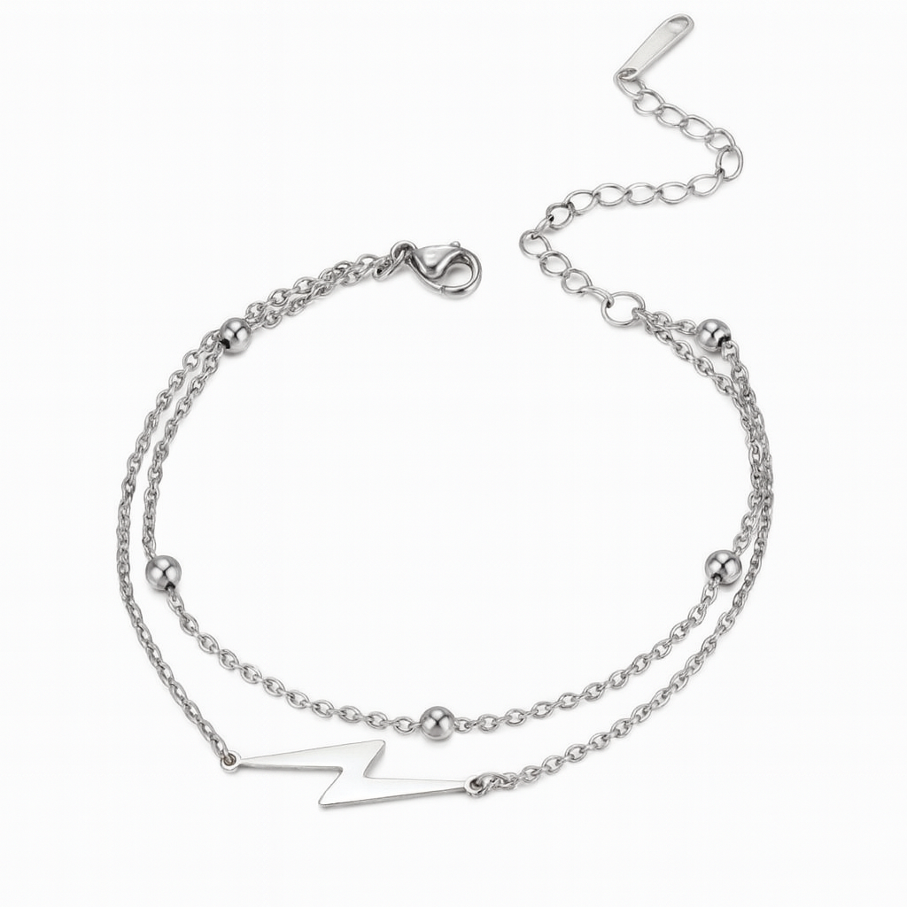 Lightning Loop Layer Bracelet/Anklet - Retro Voltage Edition, Silver Tone