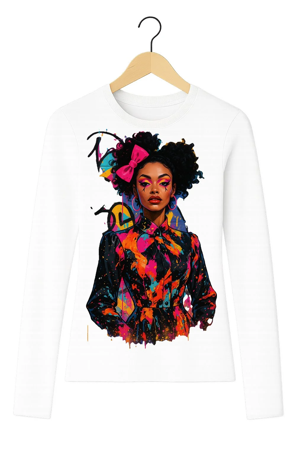 Neon Bow Royalty Tee (Long Sleeve, Womens)