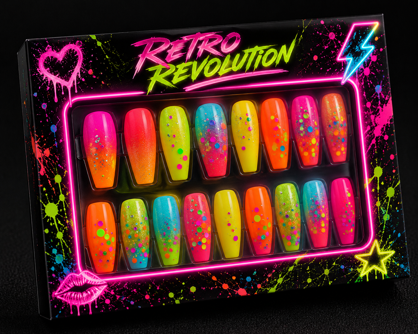 Neon Confetti Dream Press-On Nails – 24 Piece Set