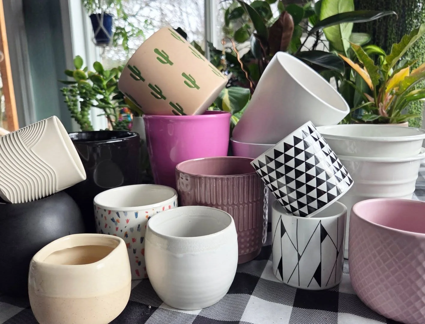 Proof that second hand can still be cute! These plant pots were rescued from Goodwill and are ready for their greenery glow up 🌿 I try to shop sustainably whenever I can 🌎