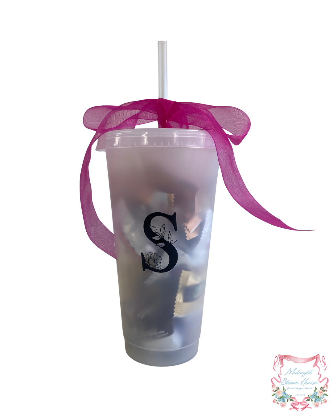 Monogrammed Frosted Cup with Chocolates
