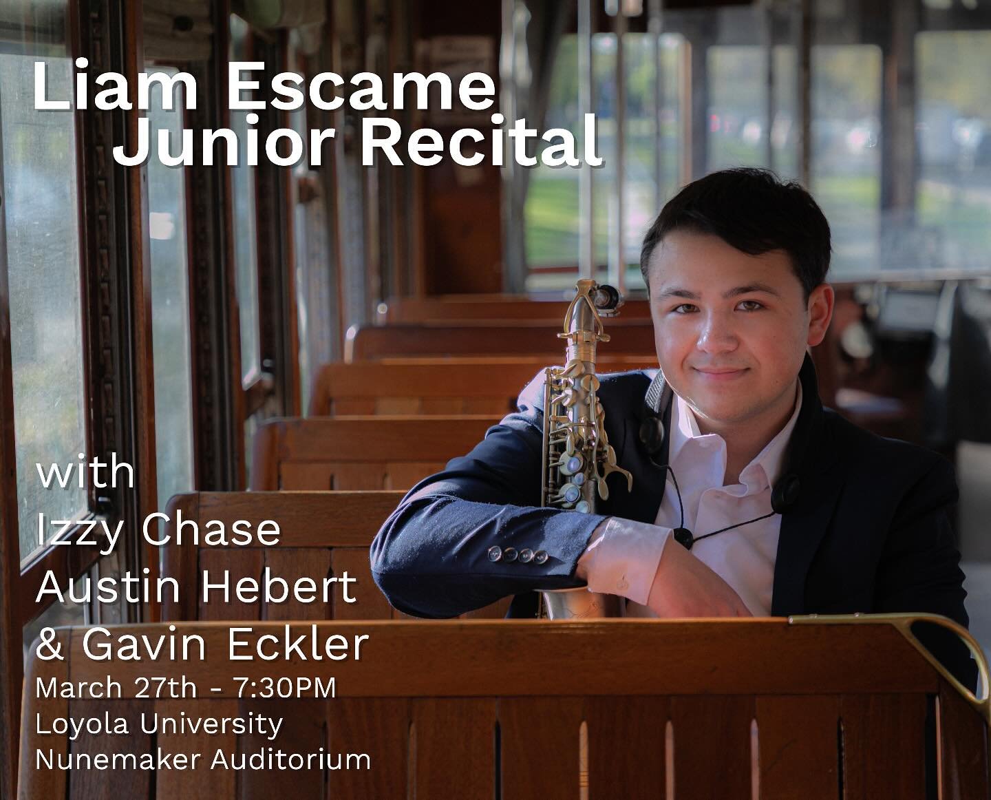 3 DAYS!!!
Come check out some amazing music at my Junior Recital on March 27th at 7:30pm!

Location: Loyola University - Nunemaker Auditorium or livestreamed on YouTube.

📸 by @maryjusticephoto