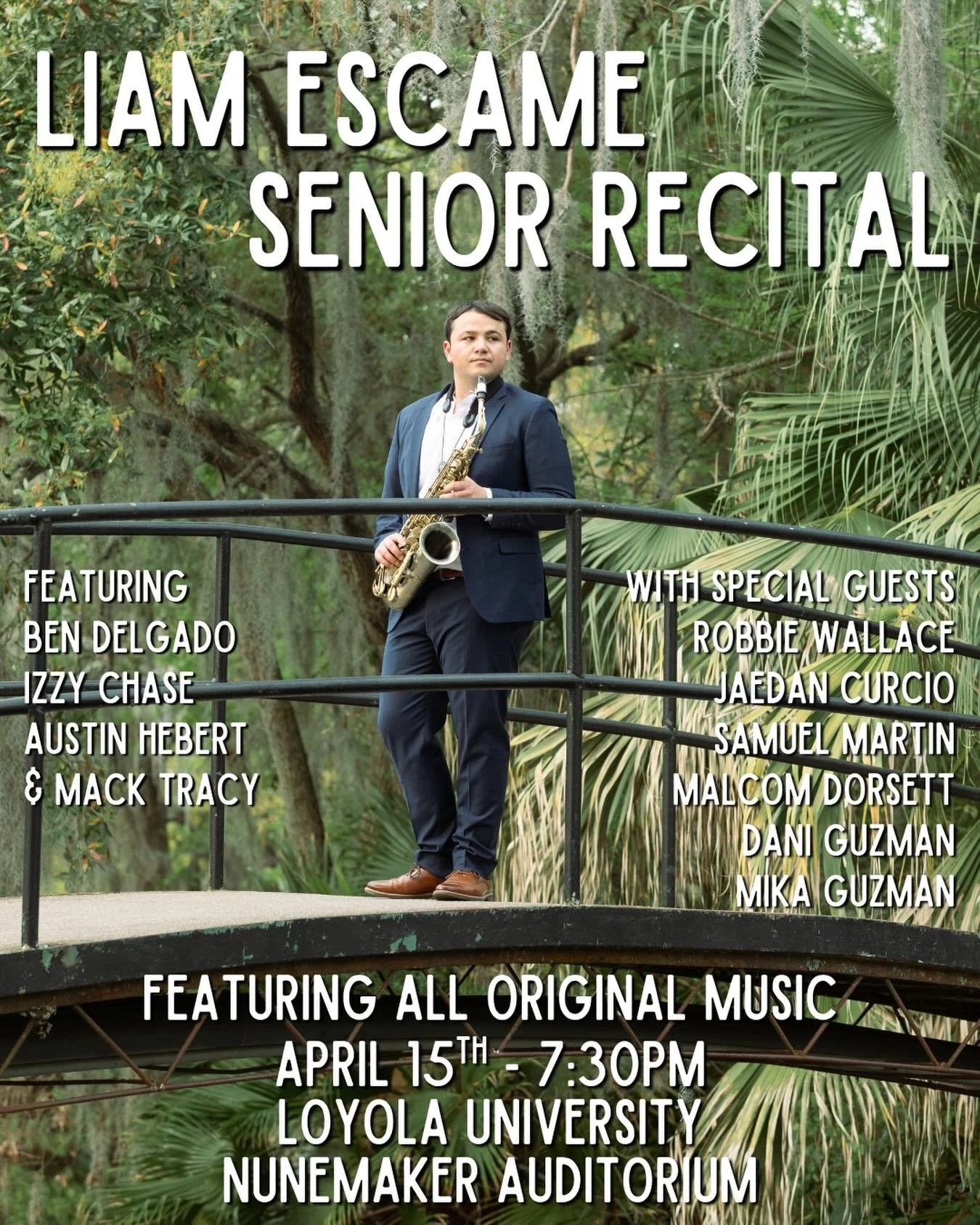 My Senior Recital is tonight! Come check out this amazing set of original music in person at Loyola University&rsquo;s Nunemaker Auditorium or live-streamed on the Loyola CMM YouTube Channel (link will be posted to in bio/story).
