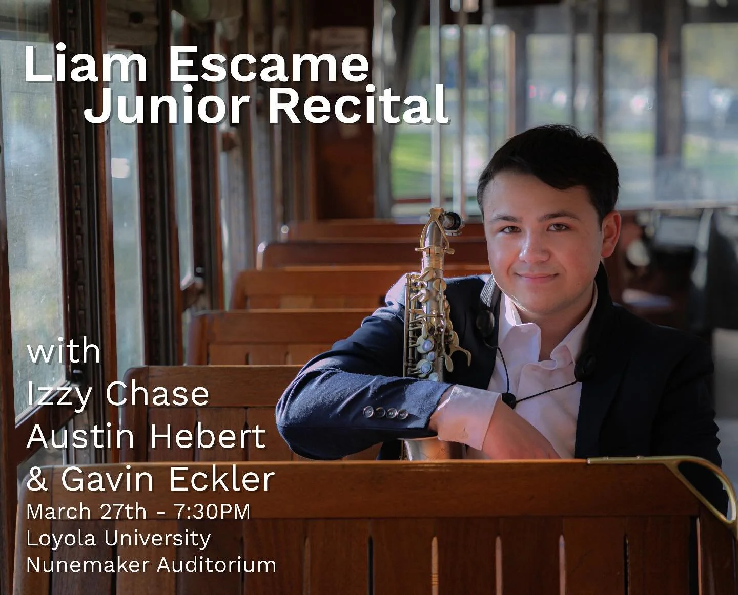 3 DAYS!!!
Come check out some amazing music at my Junior Recital on March 27th at 7:30pm!

Location: Loyola University - Nunemaker Auditorium or livestreamed on YouTube.

📸 by @maryjusticephoto