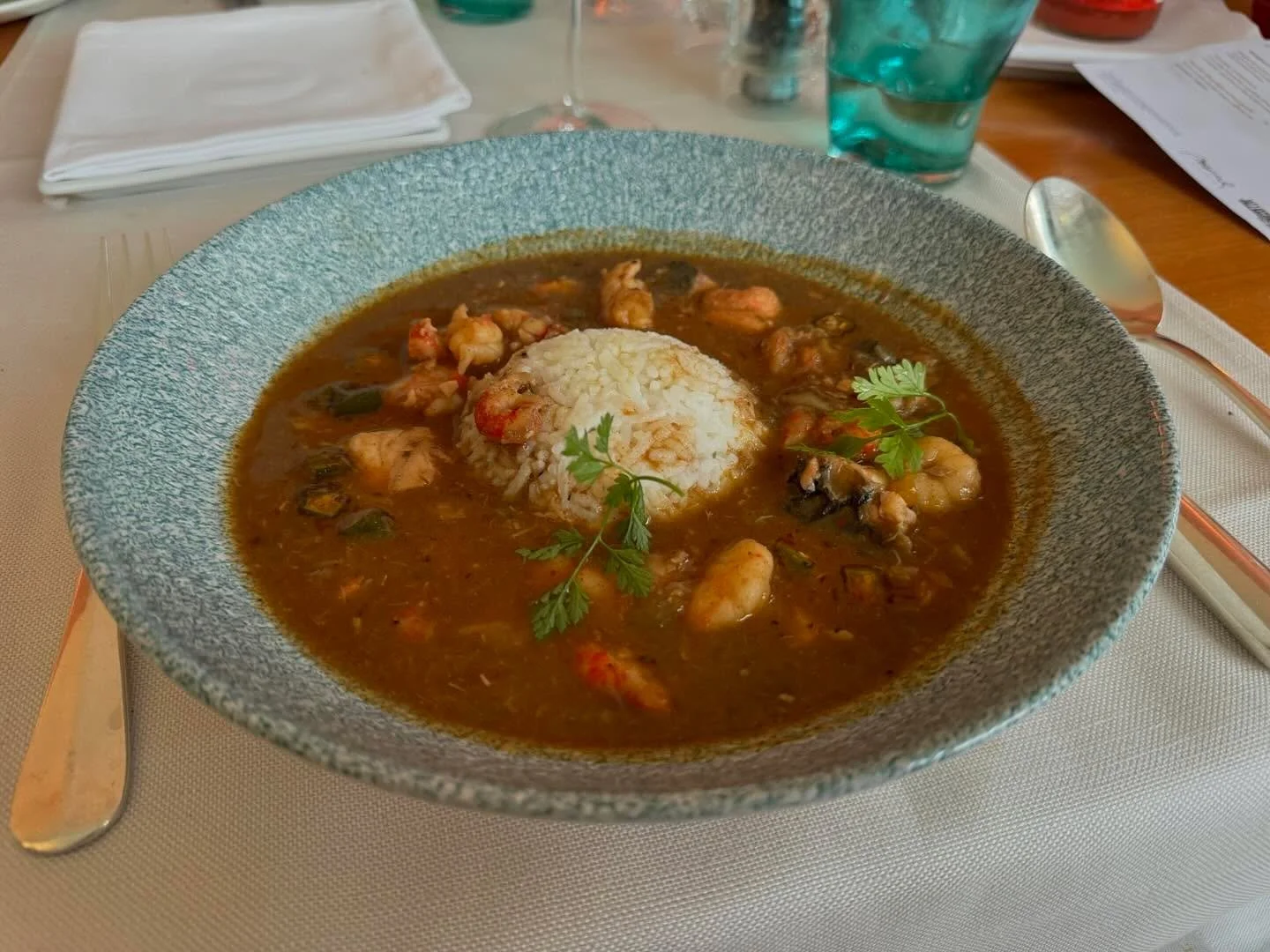Instagram wasn&rsquo;t loading these images on my last post so here&rsquo;s images of the best gumbo I&rsquo;ve ever had (courtesy of @chef_desianderson ) and a mountaintop wooden swing overlooking the alps.