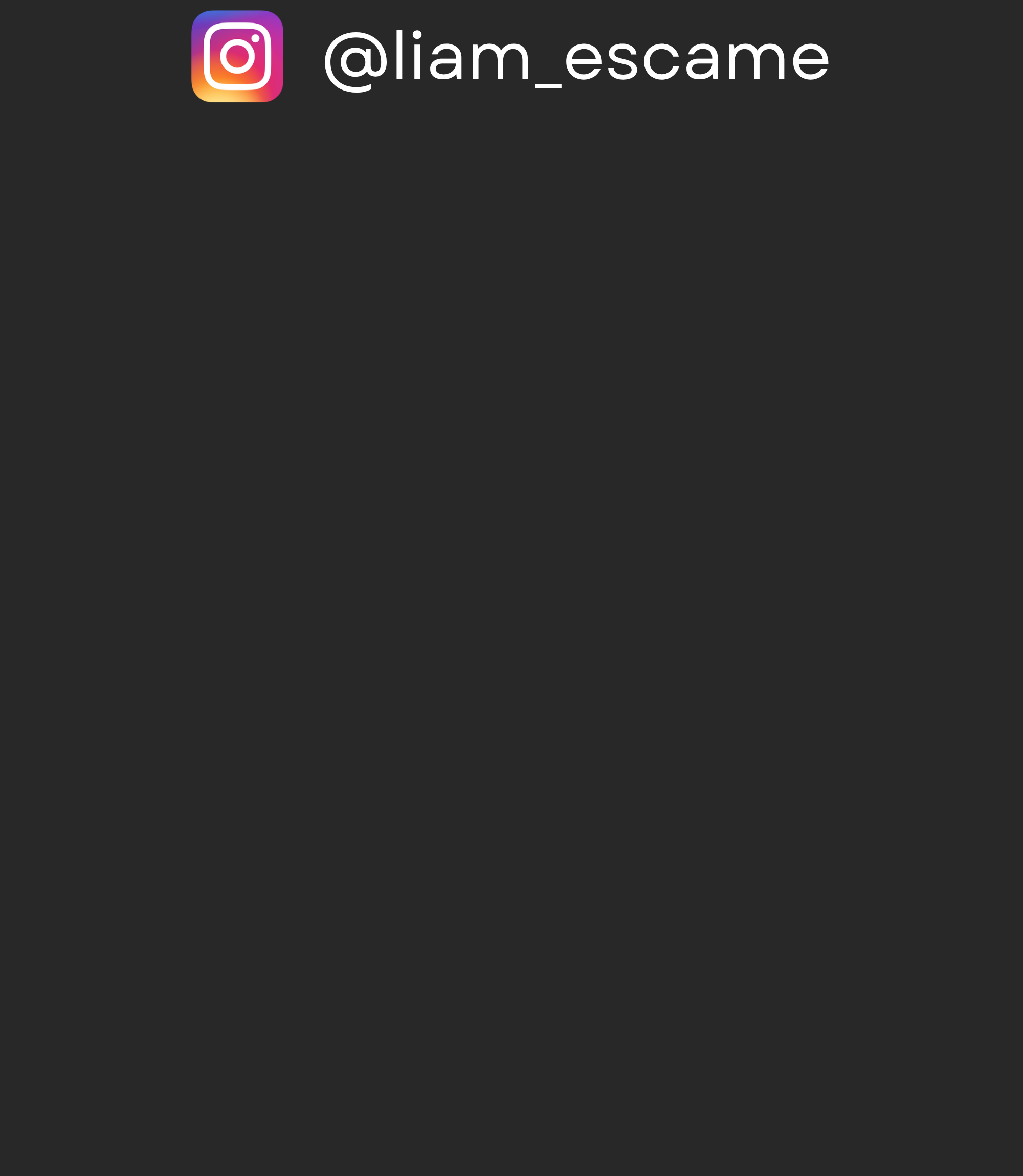 Instagram handle @liam_escame displayed on a black background with the Instagram logo.