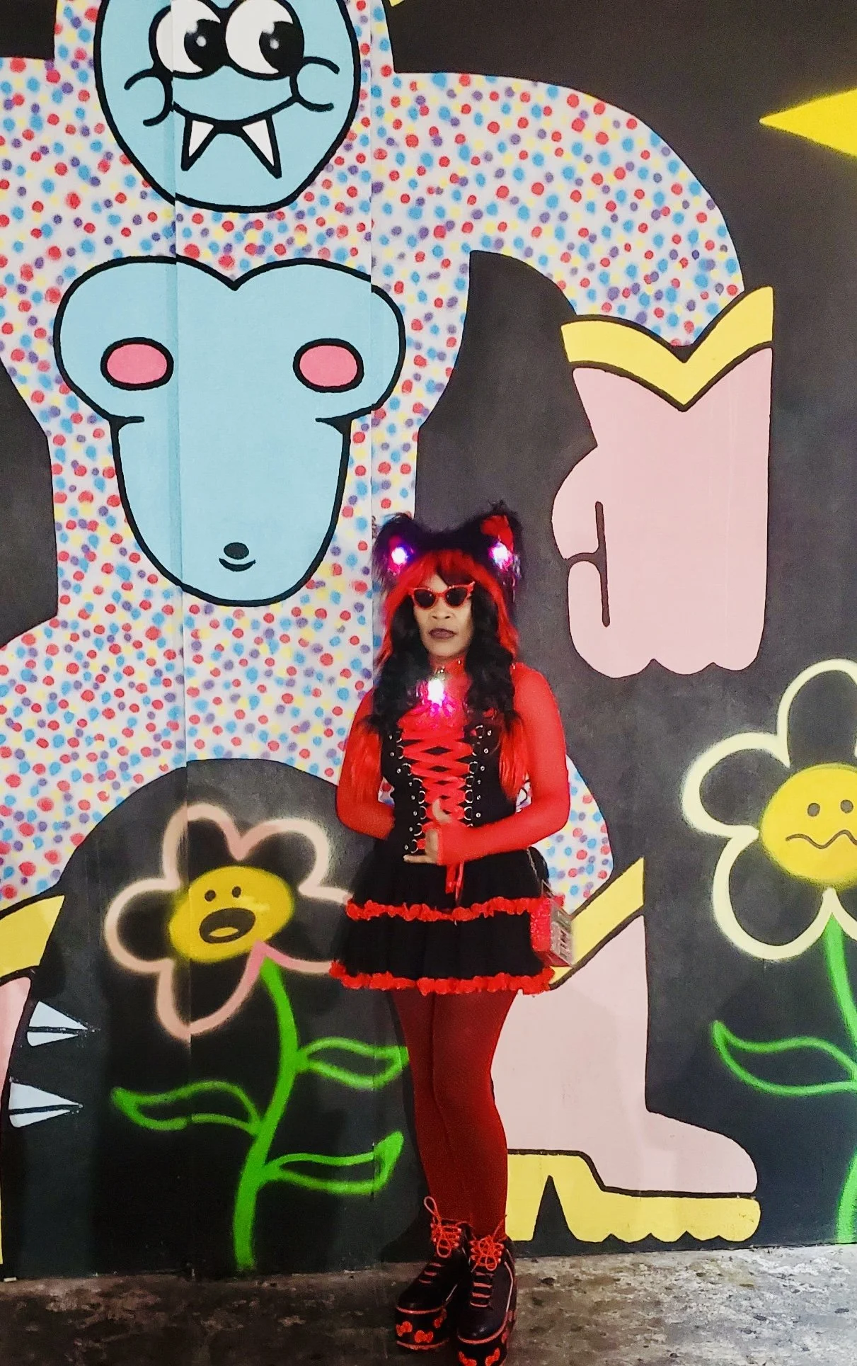 ArandomLady aesthetic muse black and red cat look Republic Hawaii