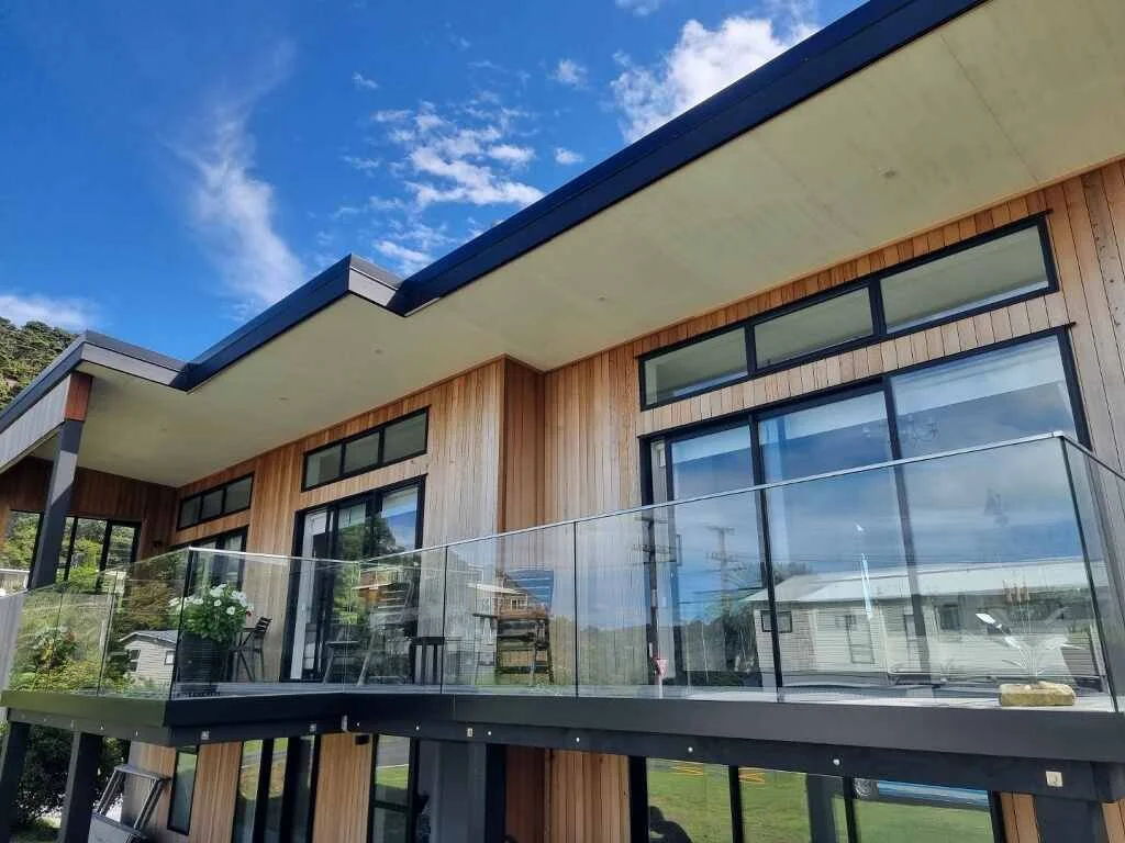 Custom glass balustrade installed on modern home balcony