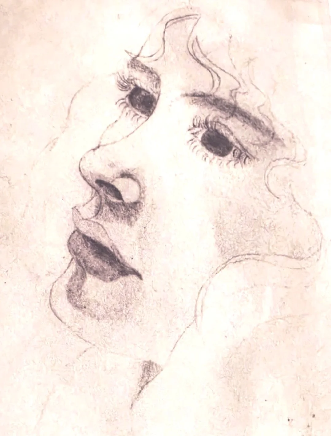 Pencil drawing on paper of Gabrielle's sister Elizabeth
