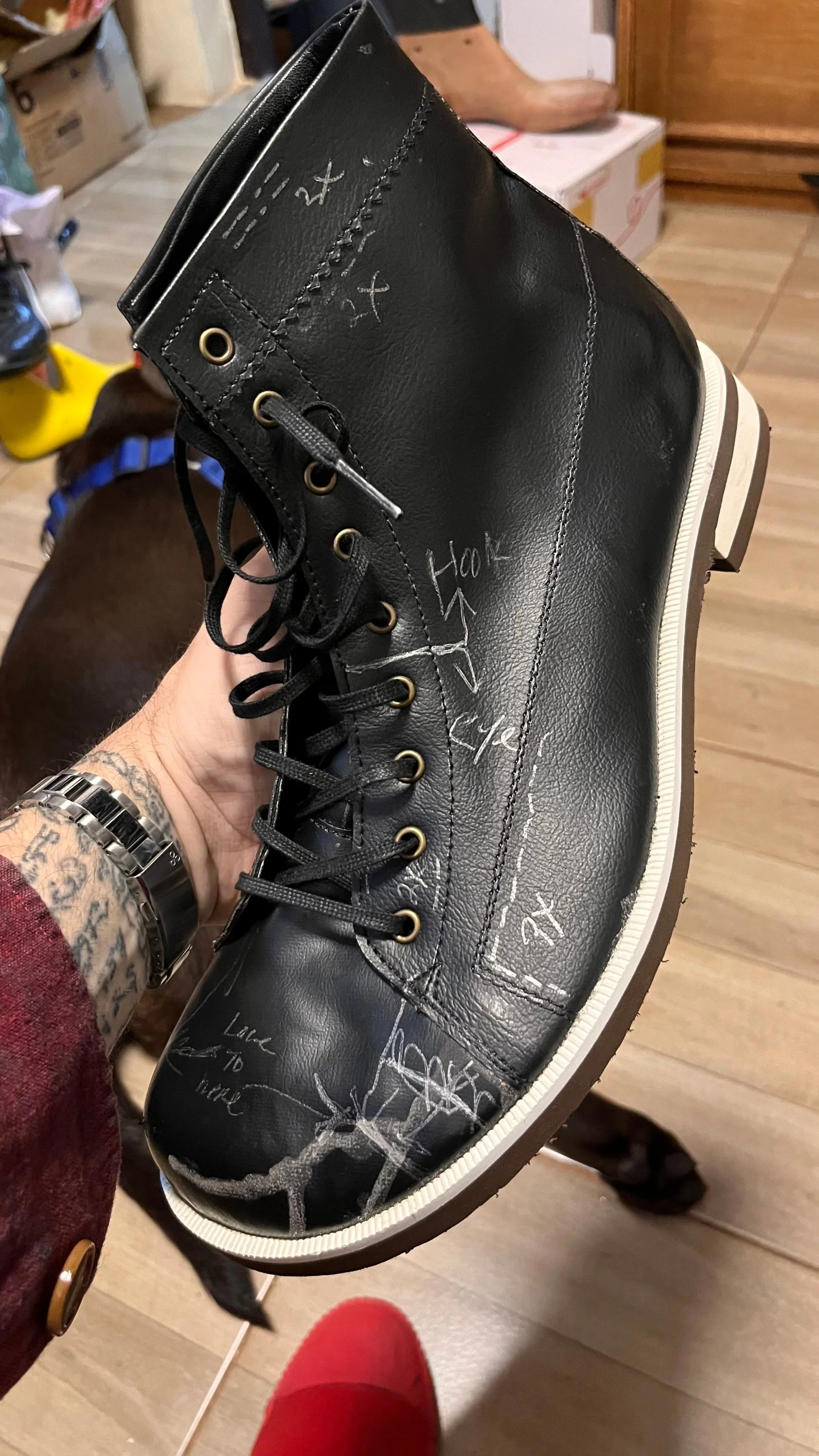 A Naang Boots minimalist boot prototype in development