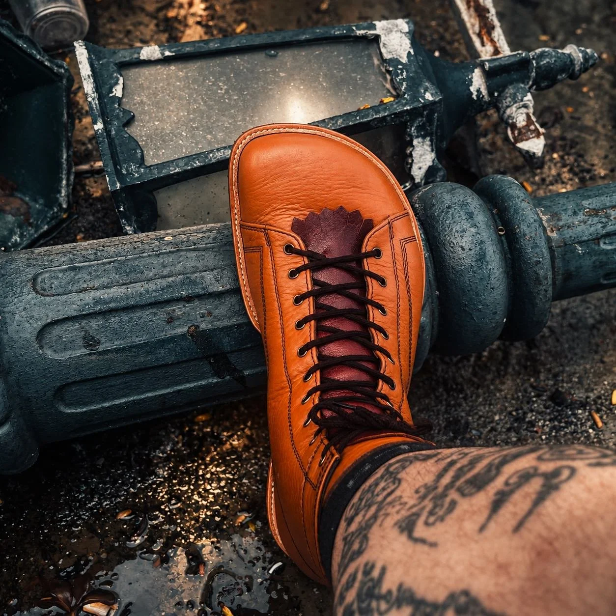 Zero Drop Anatomical Boot Stepping Over Debris