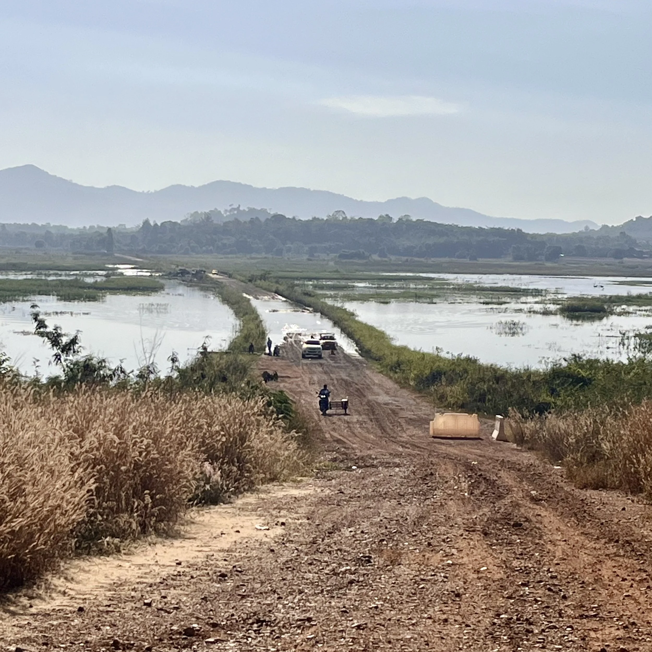 A very washed out road on our way to the Cambodian Boarder