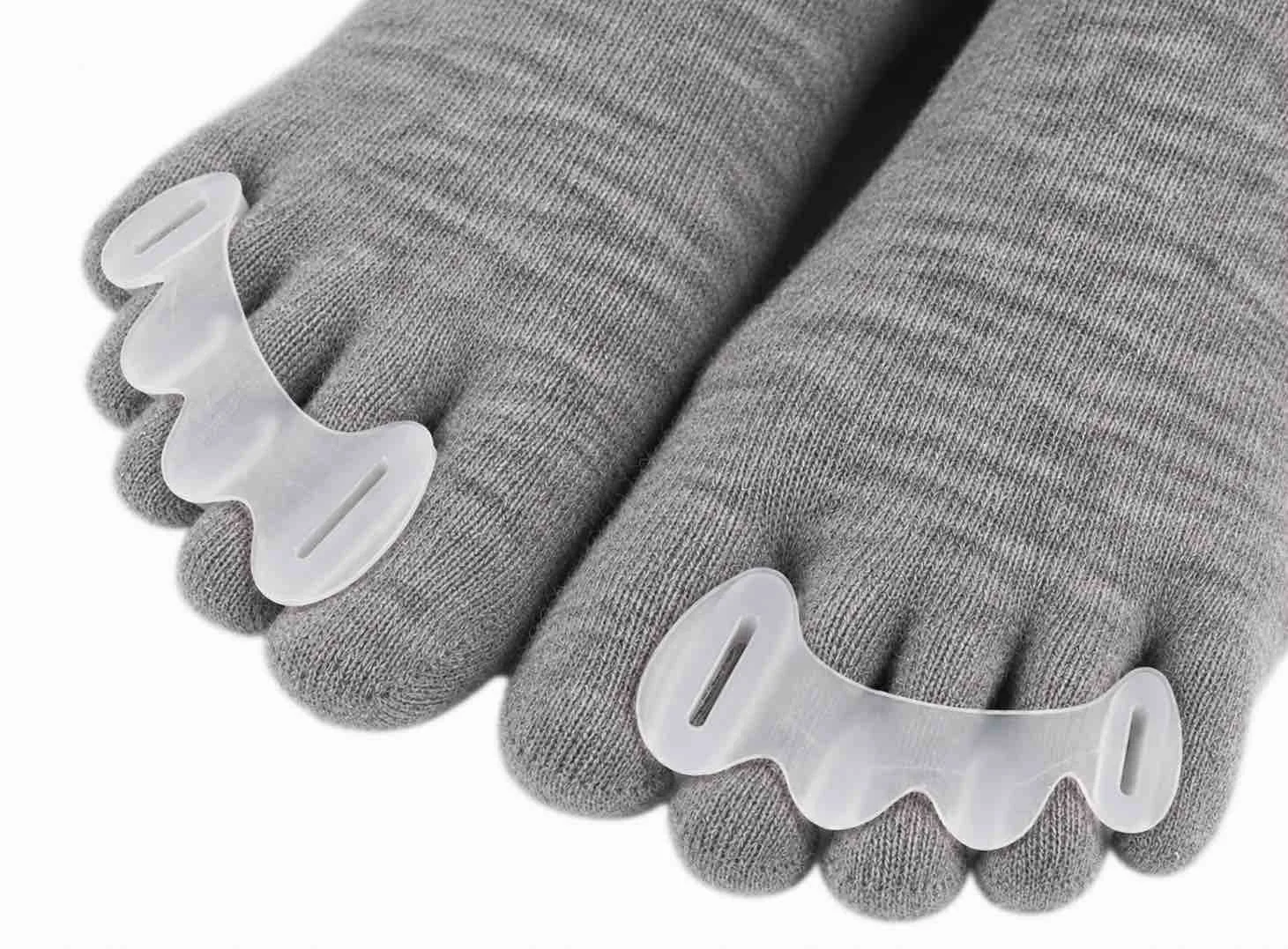 Toe socks and toe spacers together