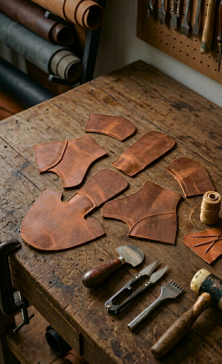 Thick Boot Leather Cut into a Pattern