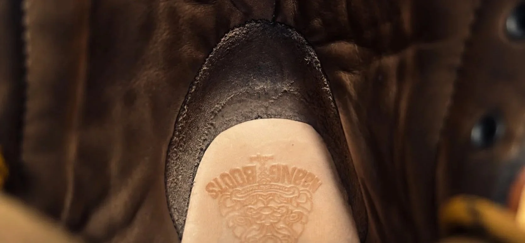 a patch of roughout leather in the heel pocket of the fully leather lined boot