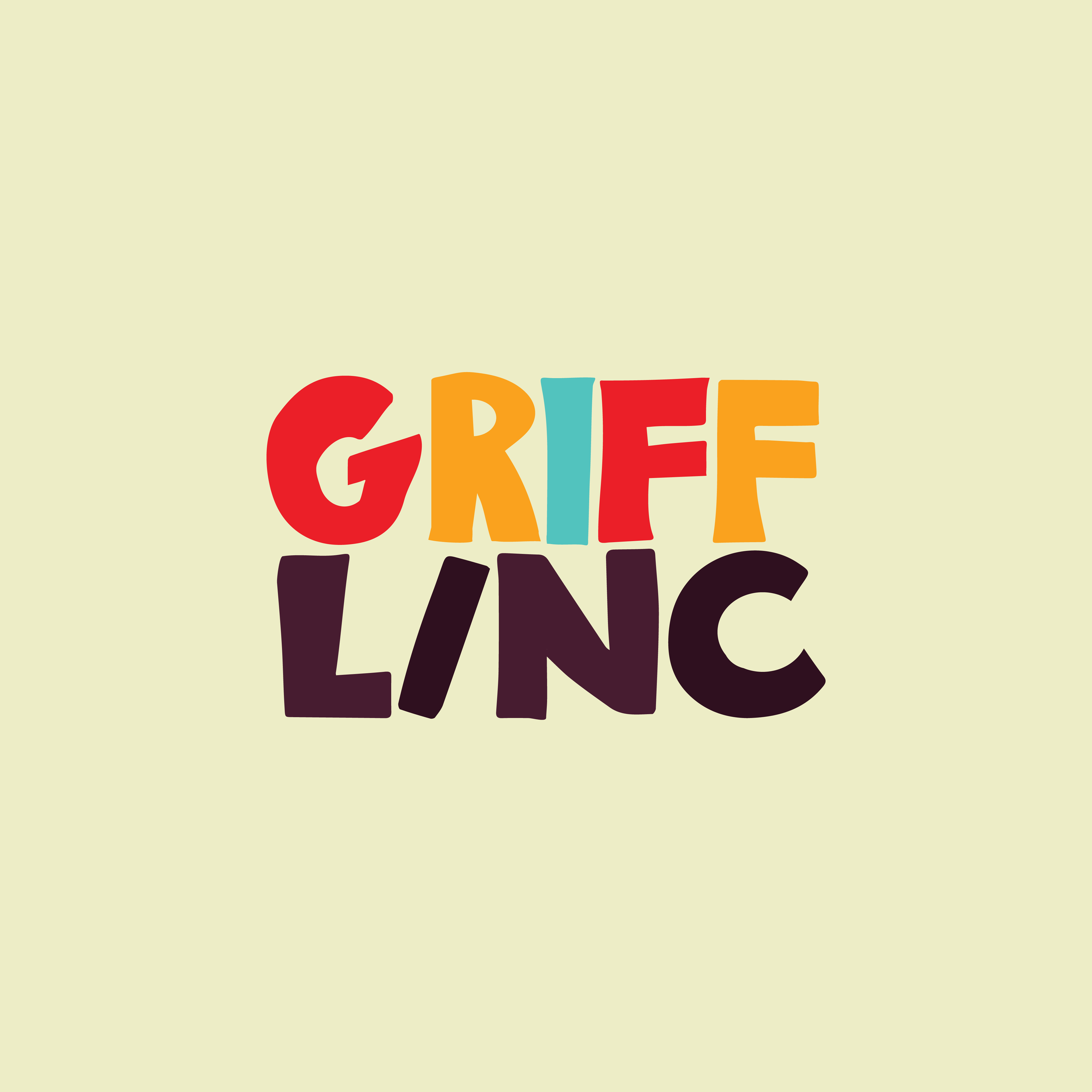 Colorful text spelling 'GRAFF LINC' with each letter in a different bright color on a light yellow background.