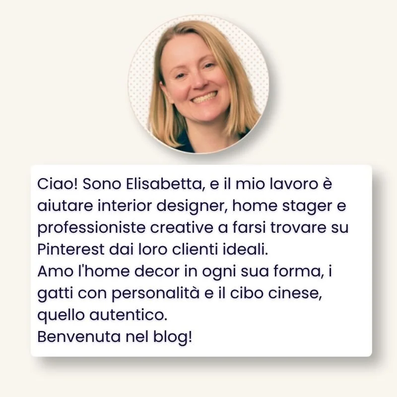 immagine profilo e presentazione di Elisabetta Besana Pinterest Specialist settore Casa