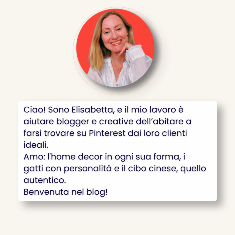 immagine profilo e presentazione di Elisabetta Besana Pinterest Specialist settore Casa