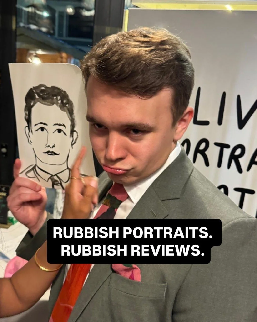 Rubbish Portraits. Rubbish Reviews.

For clarity: nobody actually said this. Yet.

#LiveArtist #WeddingEntertainment #CreativeBusiness #GuestExperience #RubbishReviews