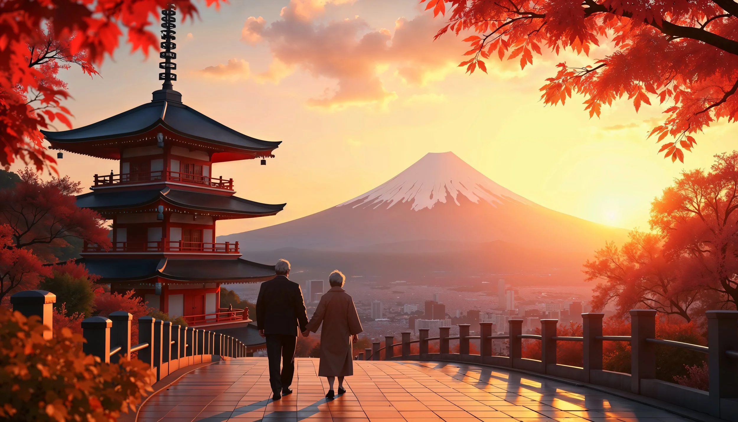 senior couple enjoing japan tour