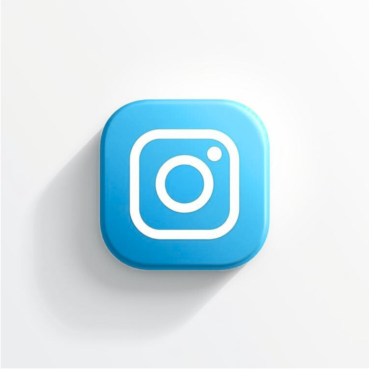 Blue Instagram icon button on a white background.