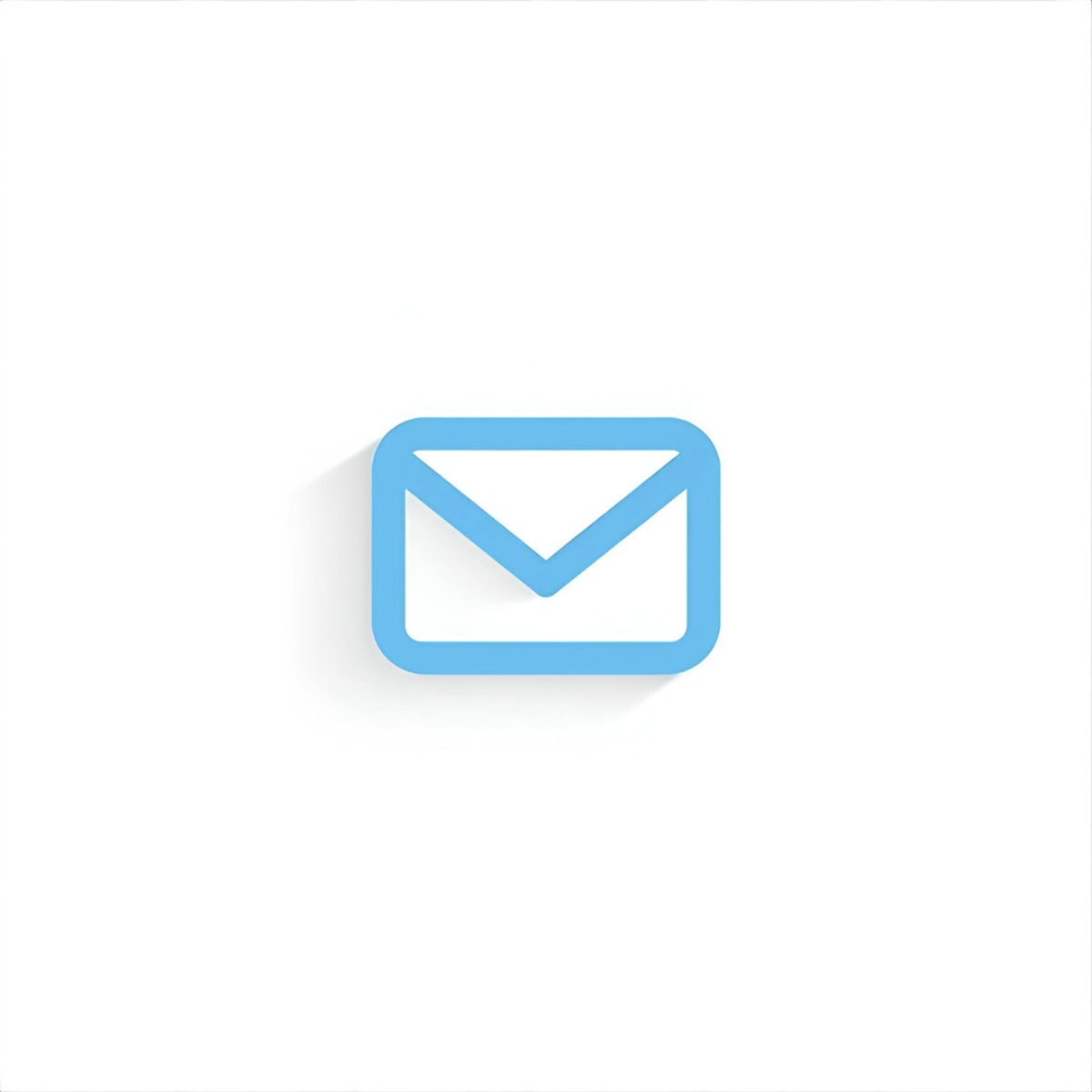 Blue email or message icon with a white background.