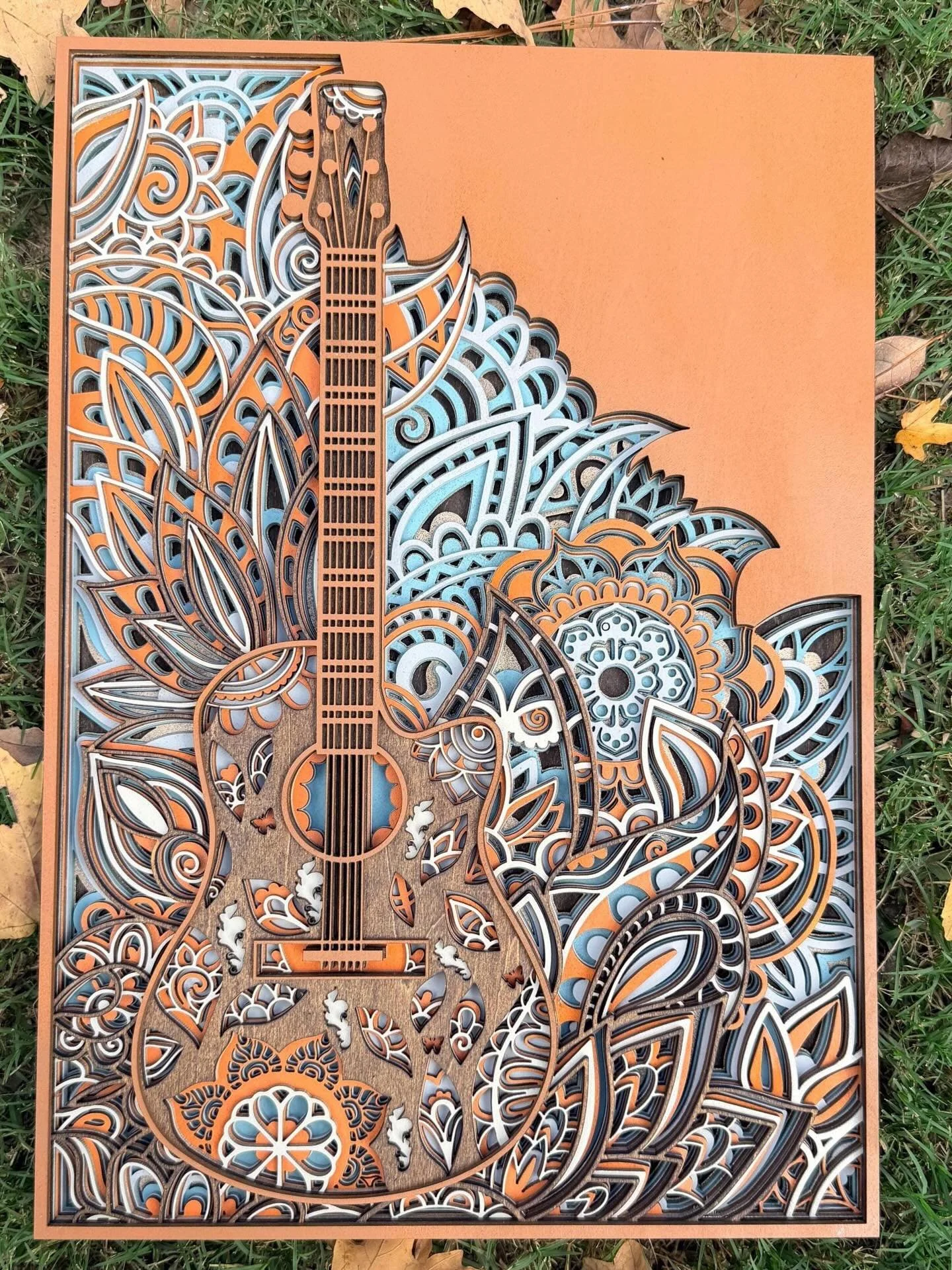 SHOP LINK IN BIO! 🛍️ 

Strike the perfect chord in your home d&eacute;cor with this 7-layer acoustic guitar mandala, a stunning fusion of rhythm, symmetry, and creativity. Each finely cut layer adds depth and harmony, echoing the warm resonance of a