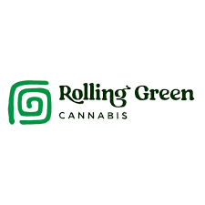 Rolling Green Cannabis logo featuring a green spiral icon and text