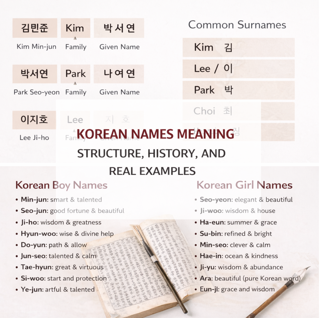 Korean Names Meaning: Structure, History, and Real Examples