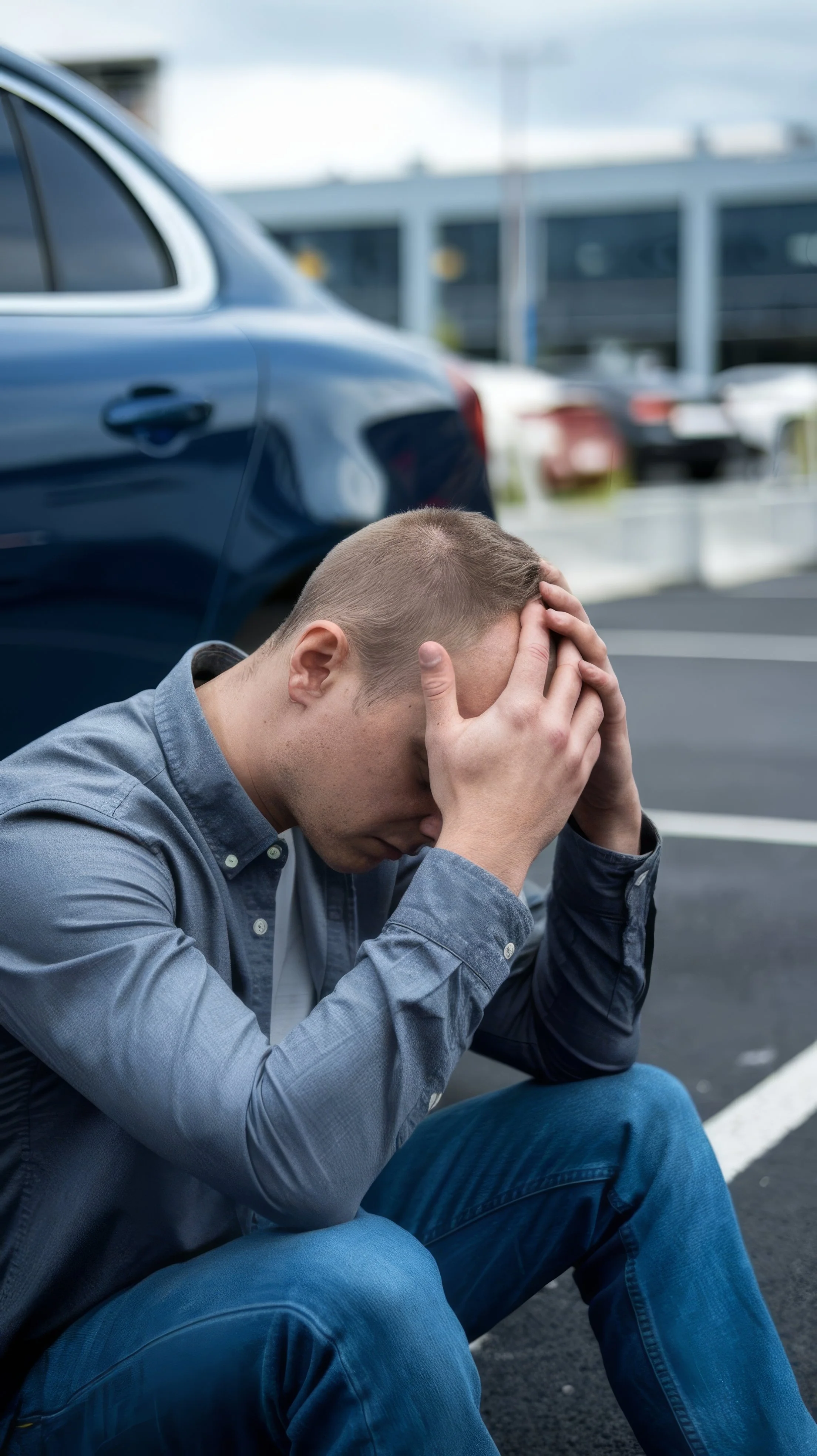 young man near car