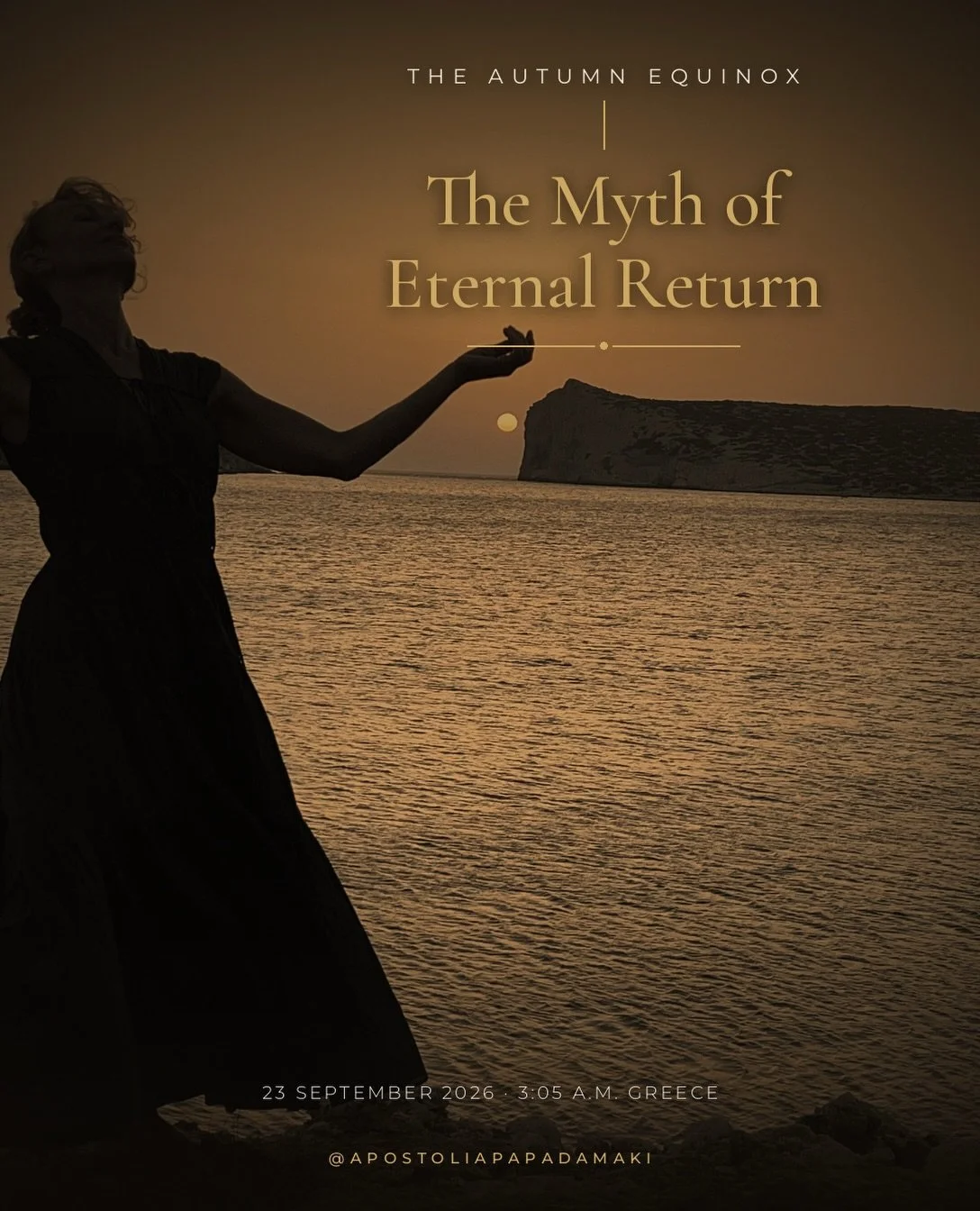 Life moves in circles.

On September 23 at 3:05 a.m. (Greece), Light and Darkness stand in perfect balance. 

The Autumn Equinox opens the path of release and return toward the inner world. 

Like Persephone, like the seed, we descend to discover whe