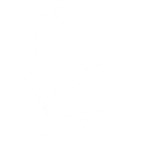 Black and white line drawing of a blooming flower surrounded by leaves.