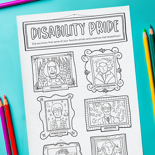 Disability Pride Coloring Sheet
