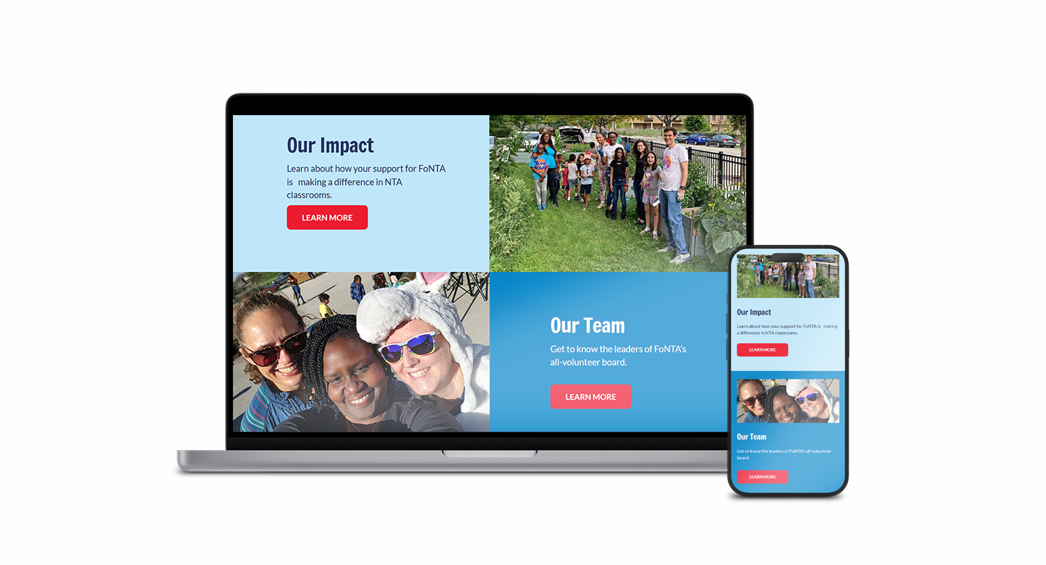 Mockup of the Friends of NTA website on laptop and phone
