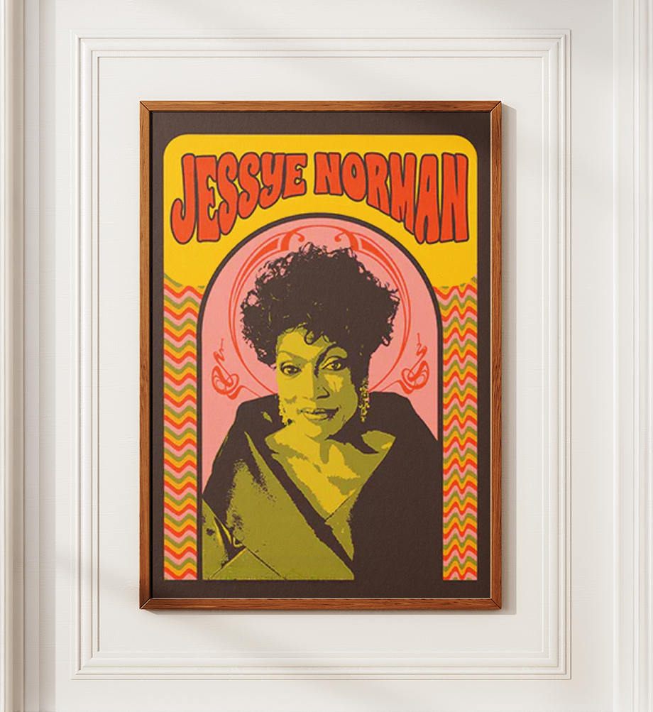 Jessye Norman poster in an ornate frame
