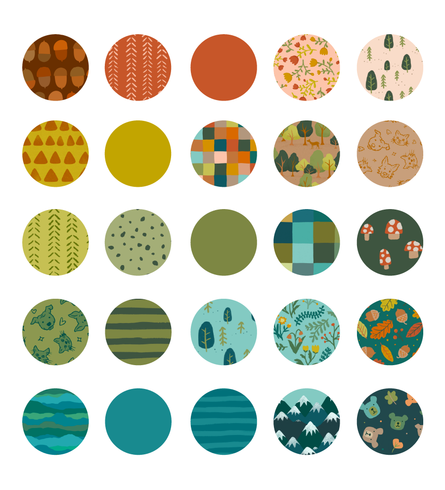 Circles showing various patterns used for quilt