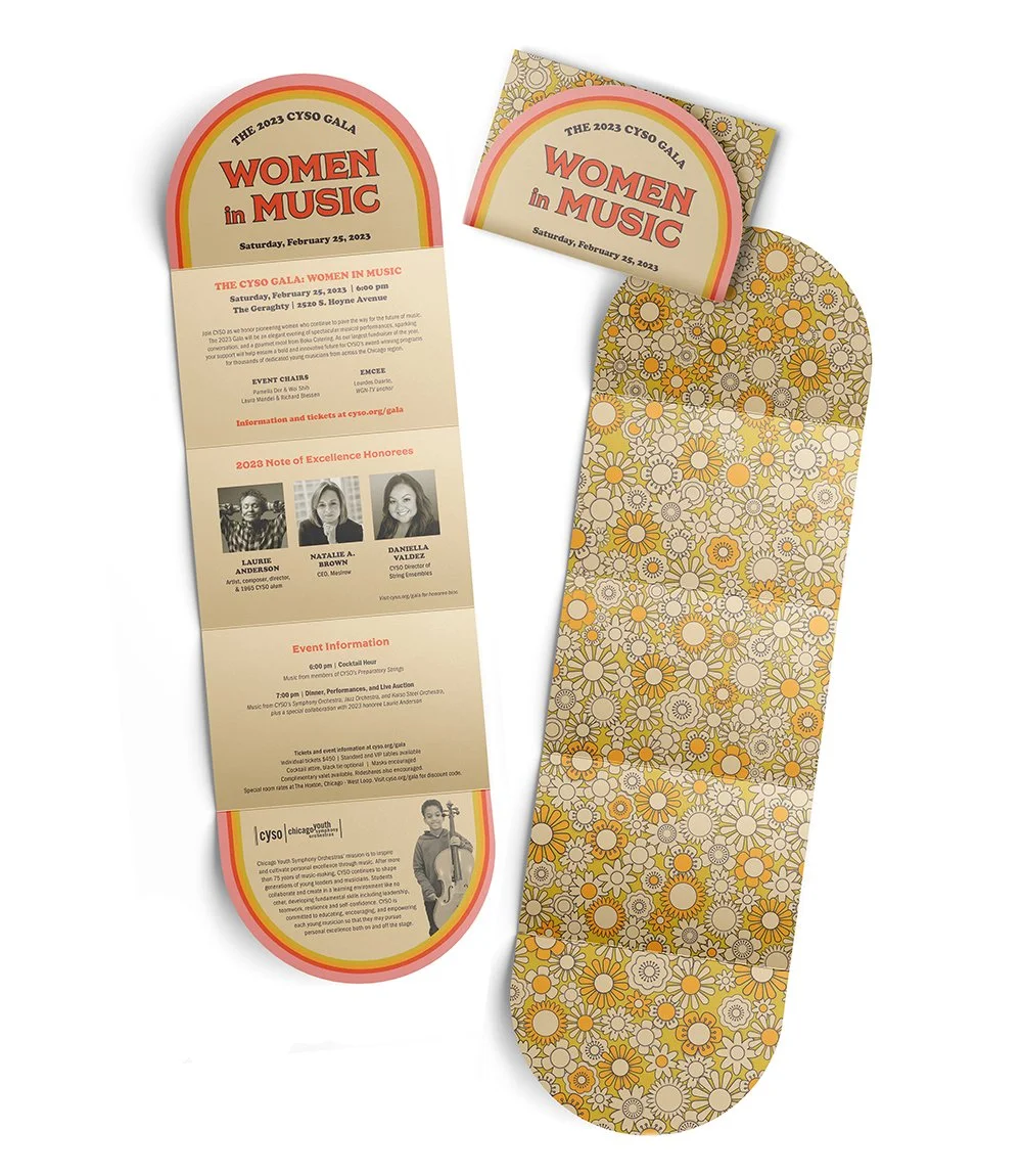 Women in Music accordion fold gala event invitation